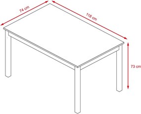 Jedálenský set 4x stolička + stôl Catini KAMPALI - Biela