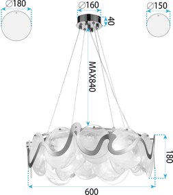 Toolight Toolight, stropné svietidlo, 8xE14, APP1544-8CP, zlatá matná, OSW-04064
