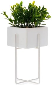 KERAMICKÝ KVETINÁČ SO STOJANOM MIZU 20,5X12 CM BIELA