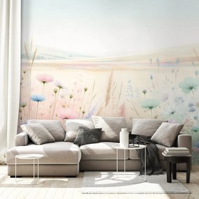 Samolepiaca tapeta pastelové kvety na lúke