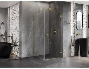 Mexen Lunar-B, pravostranný výklopný sprchový kút 80 x 80 cm, 8mm číre sklo, zlatý kartáčovaný - 832-080-080-55-00-P