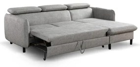 Rozkladacia rohová sedacia súprava do L s úložným priestorom NISA sivá pravá