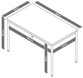 Kovový stolík »CN3«, cca 140 x 80 cm