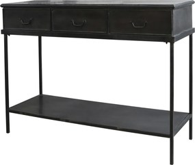 Čierny kovový konzolový stôl sa 3-mi šuplíky Cons - 123 * 41 * 91cm