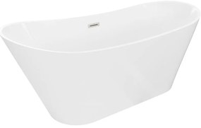 Mexen Dora, voľne stojaca vaňa 150 x 75 cm, biela, prepad brúsený nikel, 52071507500-97