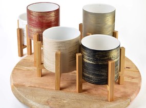 Keramický kvetináč na stojane Ava červeno-zlatý