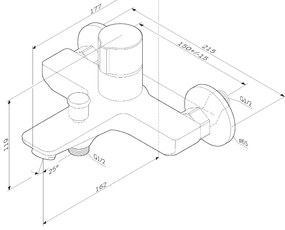 Vaňová a sprchová batéria AM.PM X-Joy FXT10500 TouchReel, jednopáková, chróm
