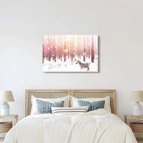 Obraz - Zebra v zasneženom lese (90x60 cm)
