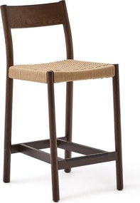 Hnedá/v prírodnej farbe barová stolička z dubového dreva (výška sedadla 65 cm) Yalia – Kave Home