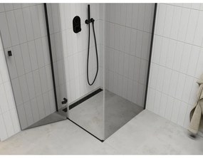 Mexen Roma, sprchovací kút 70 (dvere) x 70 (stena) cm, 6mm číre sklo, čierny profil, 854-070-070-70-00