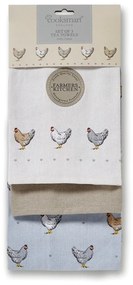 Sada 3 modrých bavlnených utierok do kuchyne Cooksmart ® Farmers