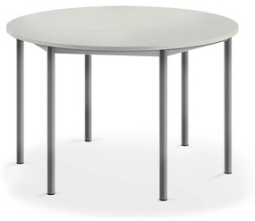 Stôl SONITUS, okrúhly, Ø 1200x720 mm, HPL - šedá, strieborná