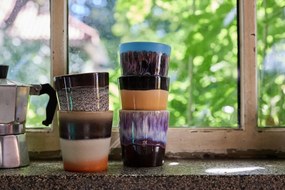 Modro-čierny retro hrnček na kávu Coffee 70s Swinging - Ø 7,5 * 8cm / 230 ml