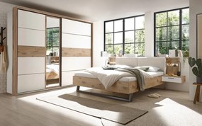 Šatníková skriňa so zrkadlom Daria, 270 cm, dub/biela