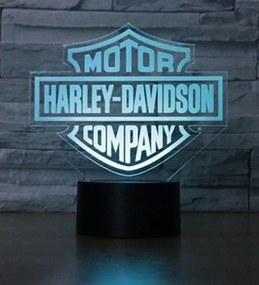 3Dmix 3DL-CLK071 – 3D LED nočná lampa - znak Harley Davidson Company (Hodiny s budíkom)