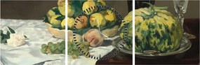 Obraz - Edouard Manet, Still Life with Melon and Peaches, reprodukcia (s hodinami) (90x30 cm)