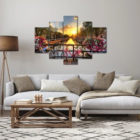 Obraz - Východ slnka v Amsterdame (150x105 cm)