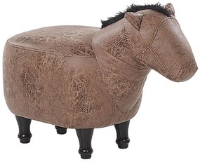 Zvieracia stolička hnedá z umelej kože HORSE Beliani
