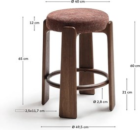 Hnedá/v tmavo prírodnej farbe barová stolička z jaseňového dreva (výška sedadla 65 cm) Granite – Kave Home