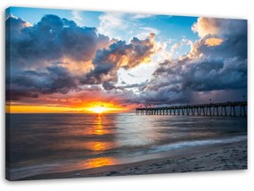 Obraz na plátně, Západ slunce nad mořem - 120x80 cm