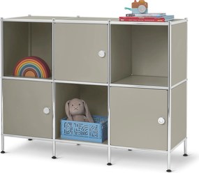 Kovový príborník »CN3 Kids« s 3 dvierkami, svetlosivý