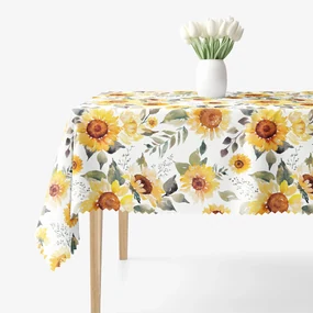 Goldea hranatý teflónový obrus - kvety slnečnice 100 x 140 cm