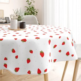 Goldea okrúhly obrus 100% bavlnené plátno - svieže jahody Ø 110 cm