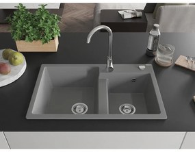 Mexen Tomas, granitový drez 800x500x190 mm, 2-komorový, šedá, 6516802000-71