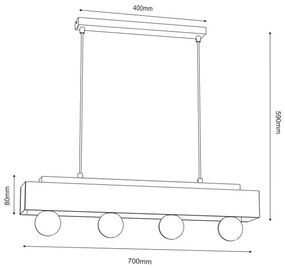 Luster na lanku MILUZA 4xE27/15W/230V