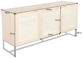 Invicta Interior -  Dizajnový príborník VIENNA LOUNGE 160 cm, dub,  prírodný