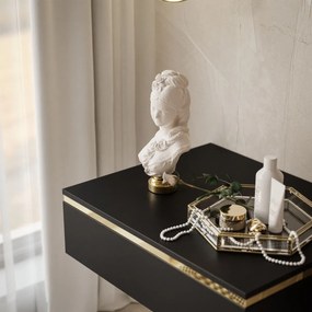 ZÁVESNÝ NOČNÝ STOLÍK NESSIE ČIERNY MATNÝ + ZLATÝ