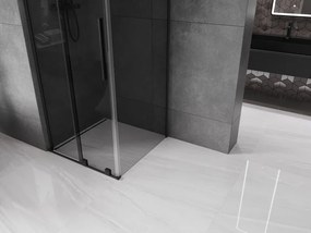 Mexen Velar L, sprchový kút s posuvnými dverami 90 x 90 cm, 8mm šedé sklo, čierna matná, 871-090-090-43-70