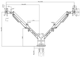 Liftor Arm DA02, držiak na 2 monitory čierny
