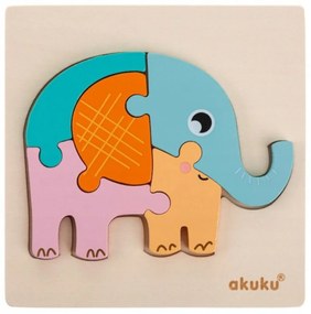 Akuku Edukačná drevená vkladačka - Slon