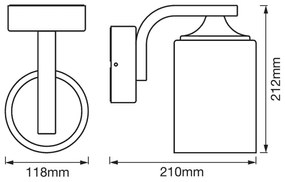 Ledvance - Vonkajšie nástenné svietidlo CYLINDER 1xE27/60W/230V IP43 čierna