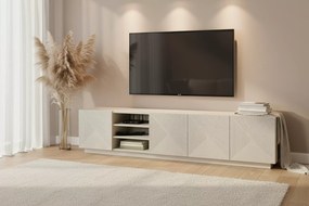 TV skrinka Asha 200 cm s ryhovaným frontom a výklenkom - kašmír