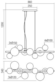 Redo 01-3989 - Luster na lanku ASTRA 9xG9/8W/230V čierna