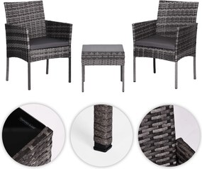 Súprava záhradného nábytku z technorattanu 2 stoličky stôl sivý MultiGarden