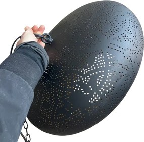 Orientálny kovový filigránový luster Black & Gold UFO Ø45*125