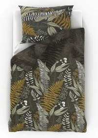 Kvalitex Saténové obliečky Luxury Collection Papradie hnedá , 140 x 220 cm, 70 x 90 cm