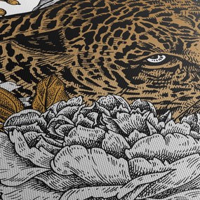 Obraz - Leopard medzi kvetmi (90x60 cm)
