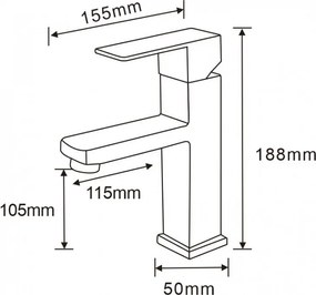 Mexen Emma, umývadlová batéria h-188, čierna matná, 71900-70