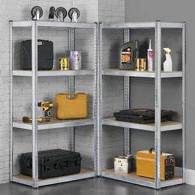 Kovový regál Easy 2 ks 160x80x40 cm, 4 police, nosnosť 640kg