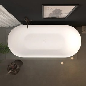 Erga Kaia, voľne stojaca vaňa 160x75 cm + odtoková zátka, biela lesklá, ERG-Kaia-160075-WH-WH