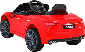 Ramiz Maserati Ghibli batéria pre deti Červená + diaľkové ovládanie + pomalý štart + EVA + MP3 USB + LED