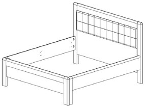 BMB ADRIANA STAR - masívna dubová posteľ s čalúneným čelom 90 x 200 cm, dub masív + čalúnené čelo