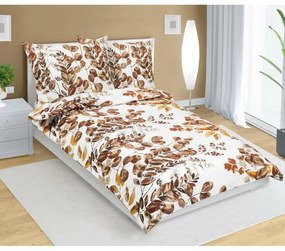 Bellatex Bavlnené obliečky Lupení hnedá, 140 x 220 cm, 70 x 90 cm, 140 x 220 cm, 70 x 90 cm