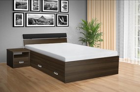 Nabytekmorava Drevená posteľ RAMI - M 180x200 cm dekor lamina: Dub sonoma tmavá, matrac: MATRACE 15cm, PUR