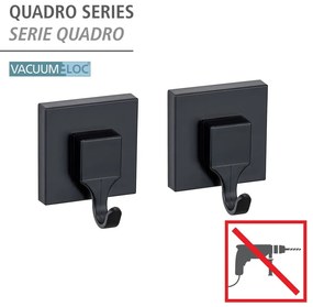 Čierne samodržiace plastové háčiky v súprave 2 ks Quadro – Wenko