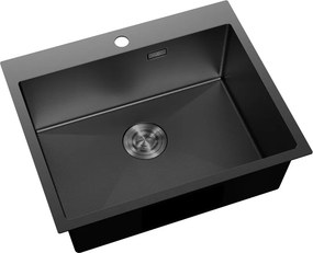 Mexen Solix, 1-komorový nerezový drez 600 x 500 mm, čierna, vzor voština, 6408601000-70HC